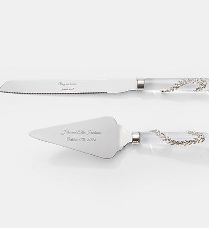 Engraved Athena Wedding Cake Server Set