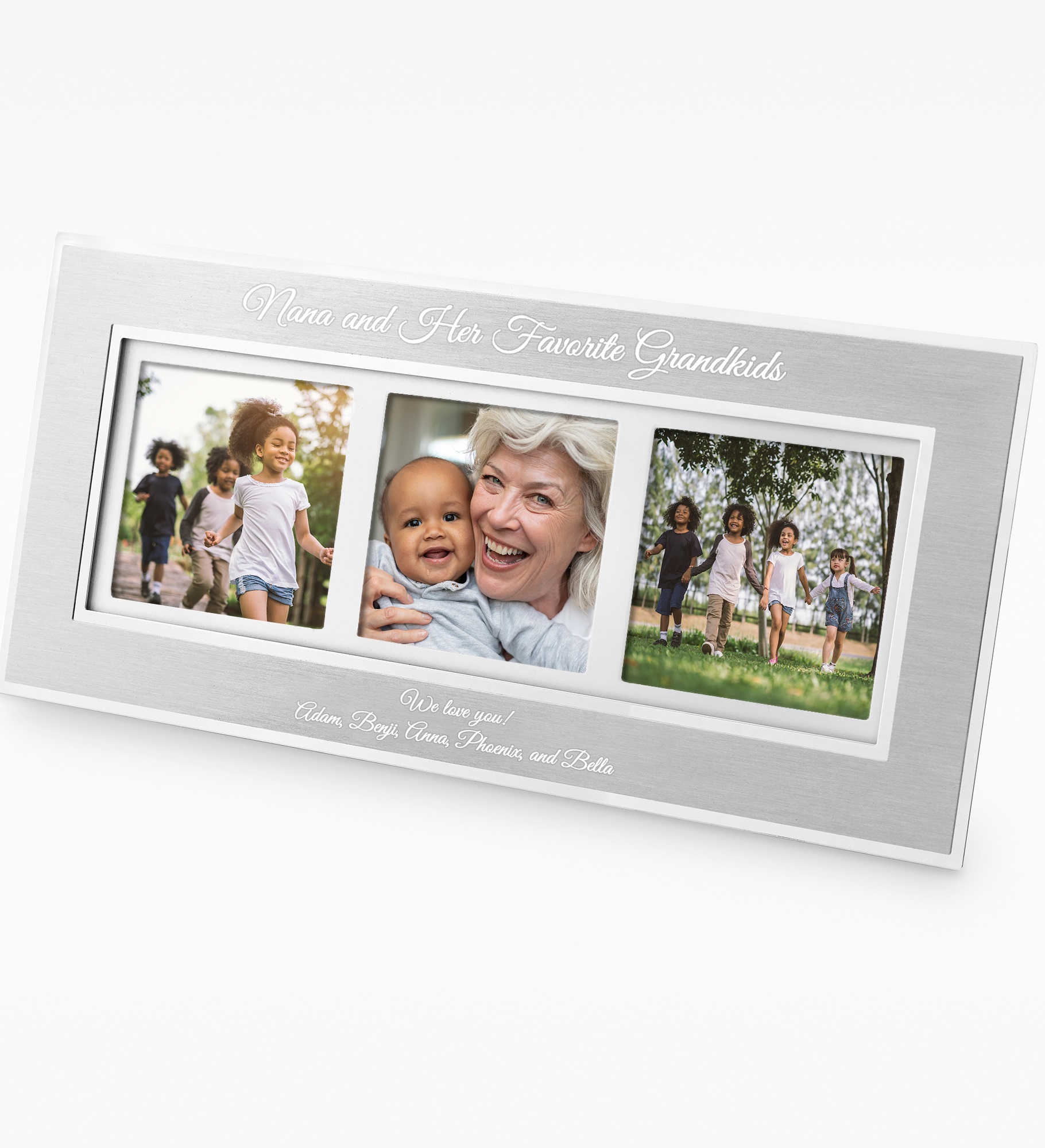 Engraved for Grandma  Flat Iron Three Picture Frame