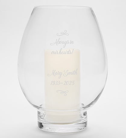 Engraved Memorial Hurricane Candle Holder