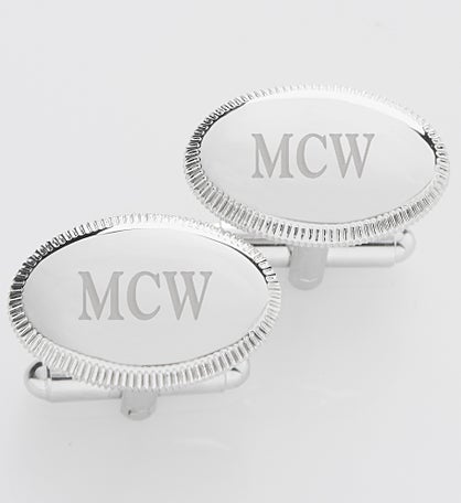 Engraved Silver Cufflinks For Him