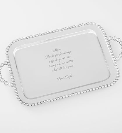 Engraved Mariposa® String of Pearls Large Handled Tray