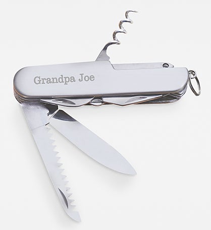 Engraved 13-Function Stainless Pocket Knife For Grandpa