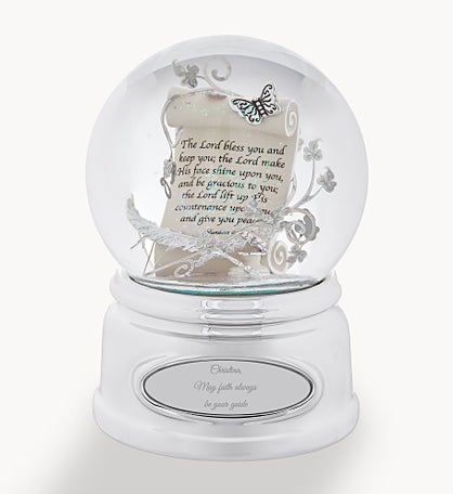 Engraved Prayer Scroll Snow Globe
