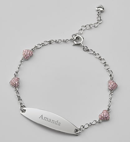 Engraved Sterling Silver Heart ID Bracelet
