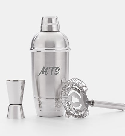 Engraved Lenox "Tuscany" Monogram Cocktail Shaker Set