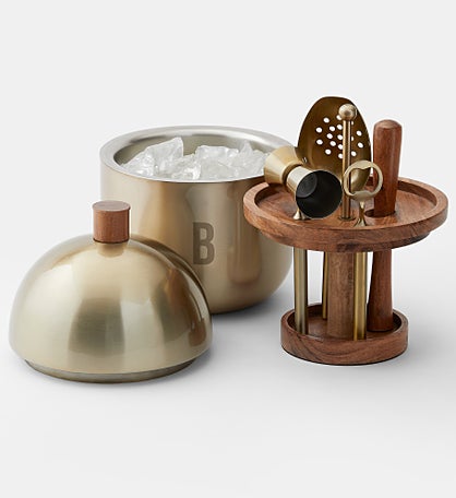 Engraved Lenox Gold Monogram Bar Set