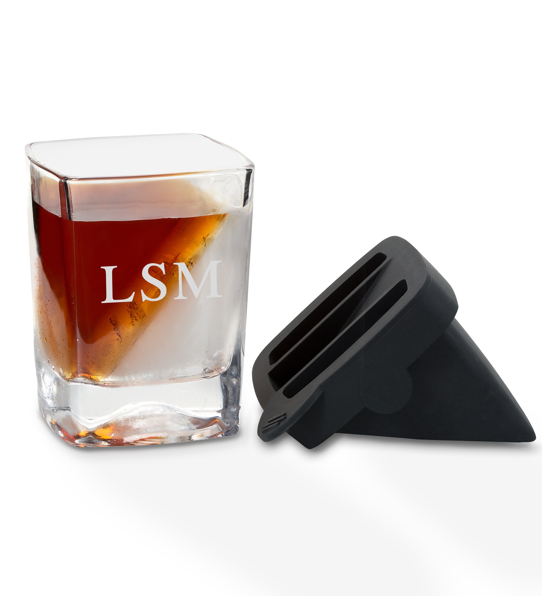  Etched Corkcicle Monogram Whiskey Ice Wedge Glass