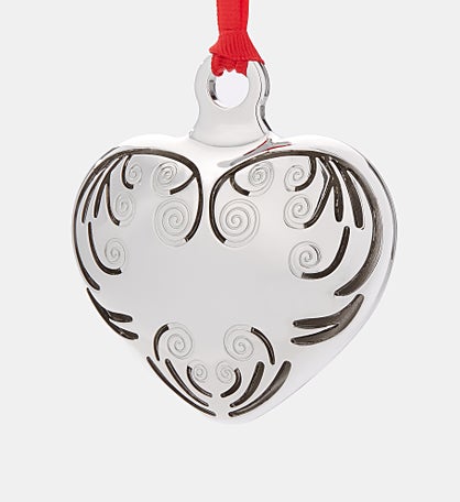 Engraved Silver Puffed Heart Ornament
