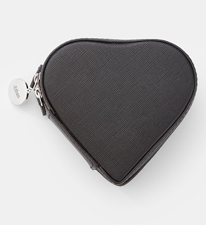 Engraved Heart Jewelry Box and Travel Case in Black