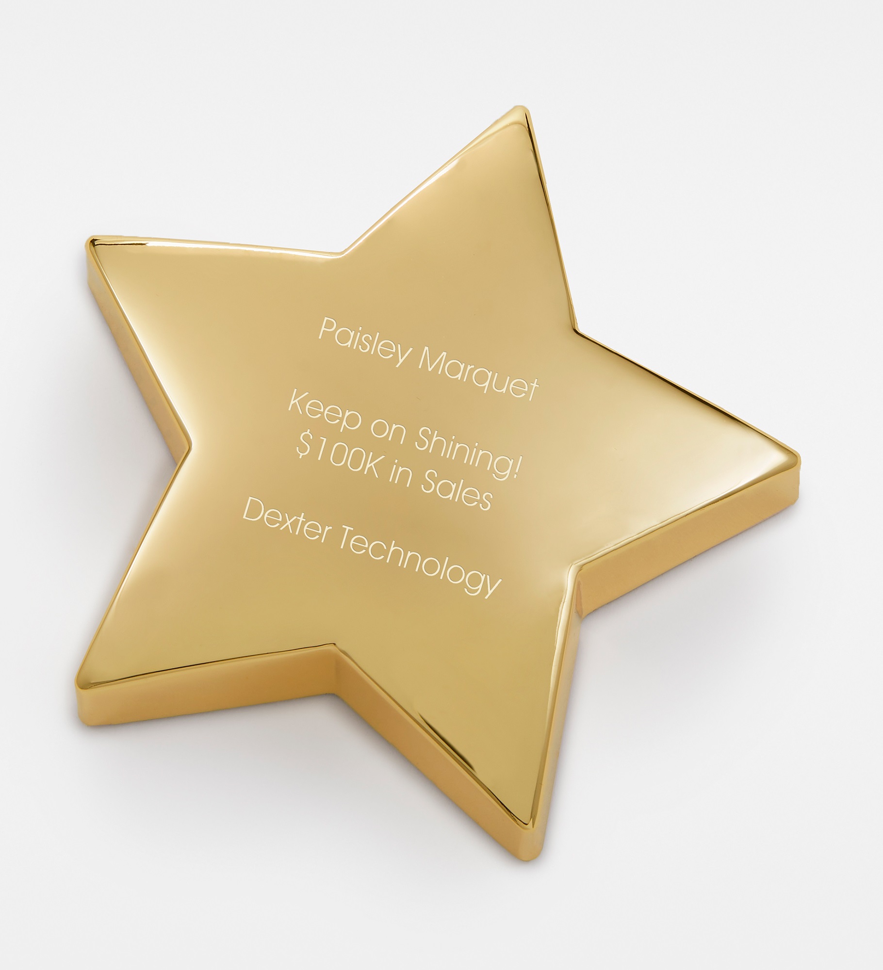 Engraved Gold Star Paperweight