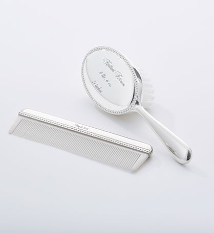 Engraved Baby Beaded Comb and Brush Set