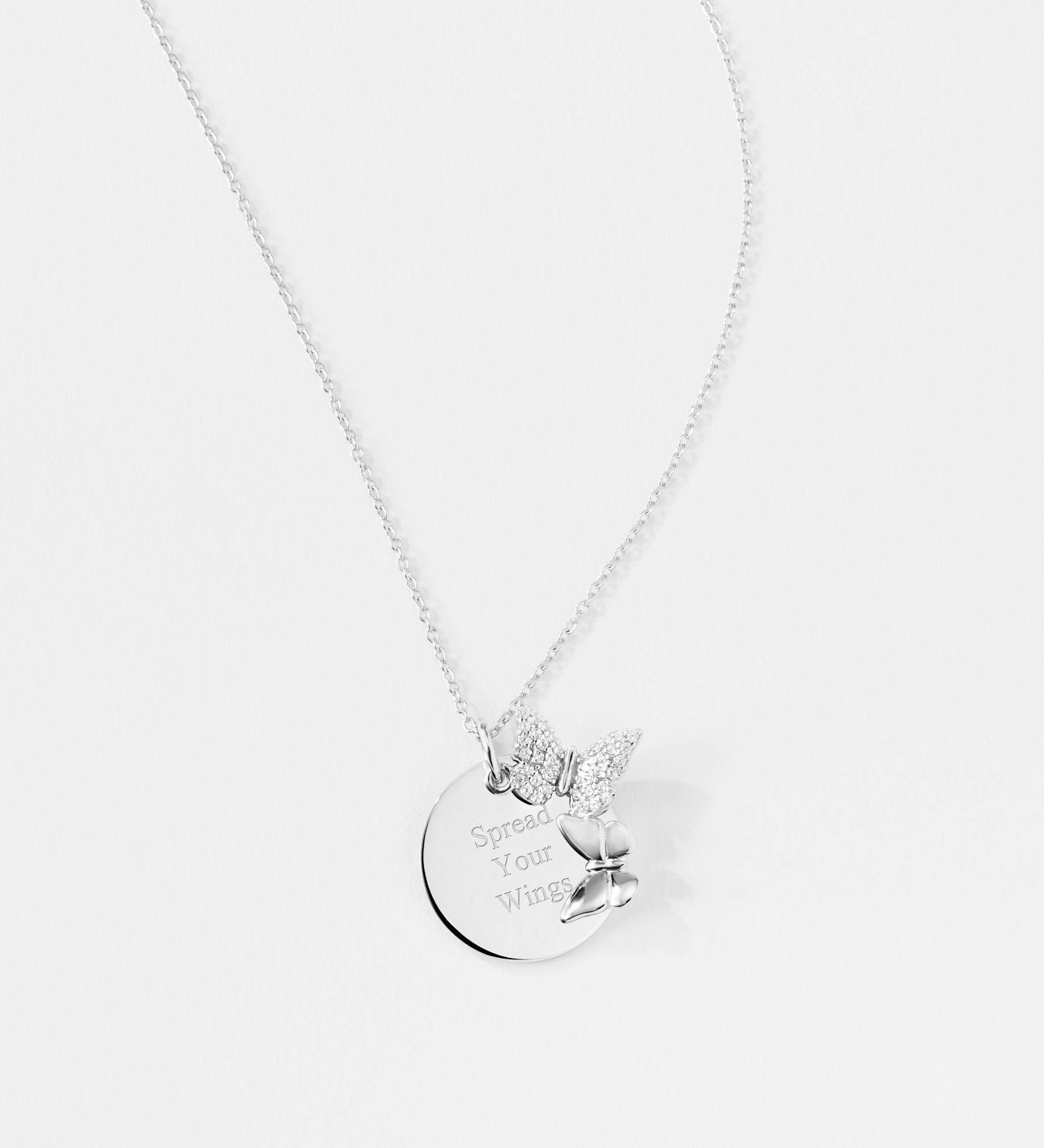 Engraved Sterling Silver Butterfly Necklace