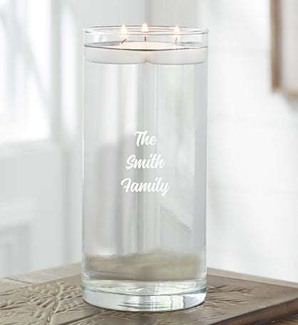 Etched Cylinder Glass Vase 7.5"