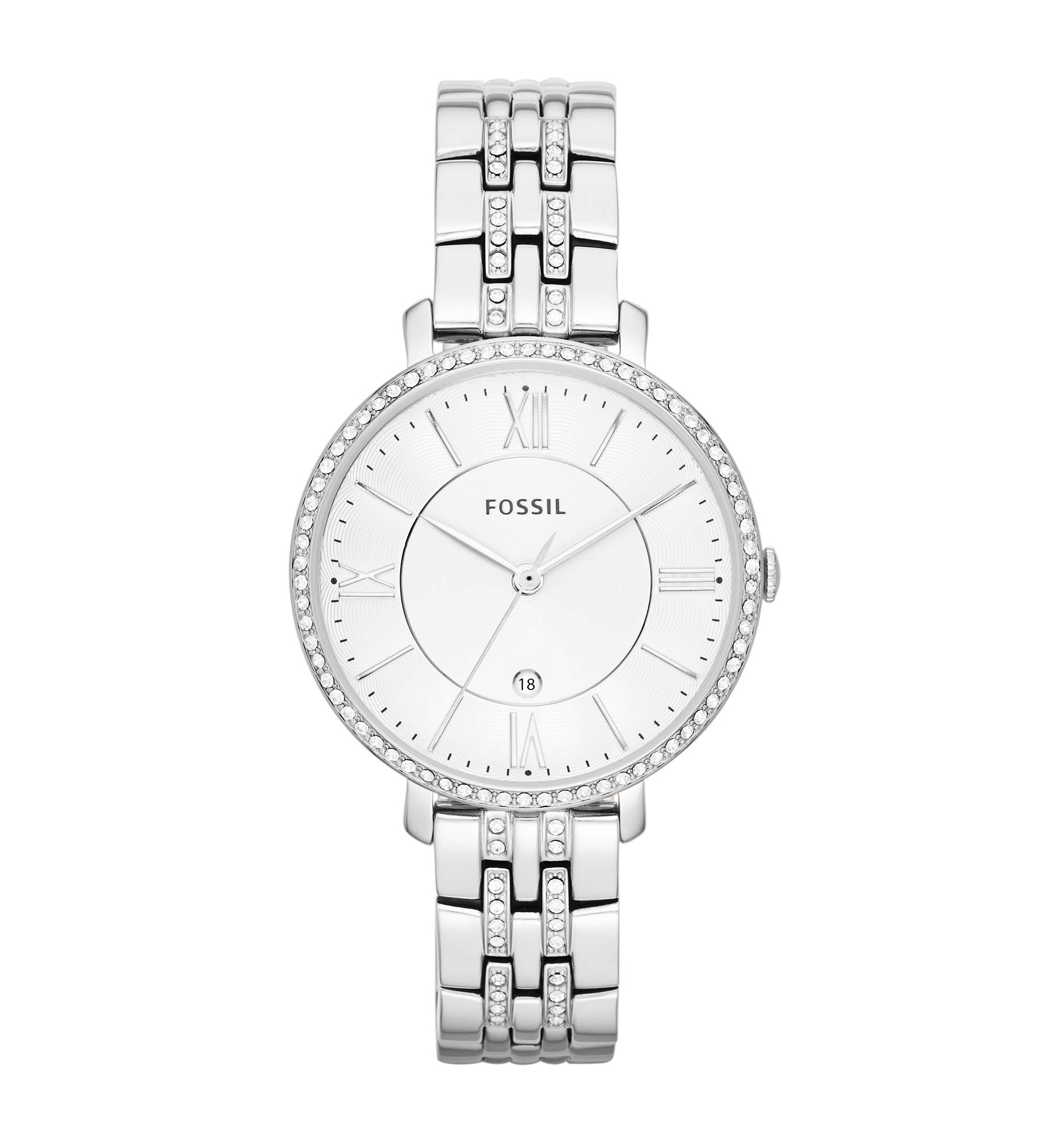  Engraved Fossil Women's Jacqueline Pave Silver Watch