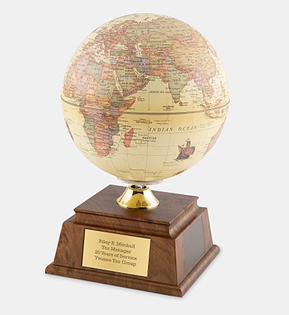 Engraved Spinning Solar Globe in Vintage Neutrals