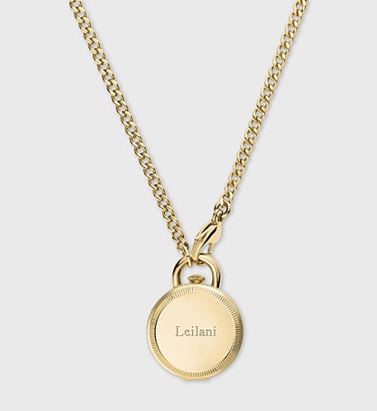 Engraved Fossil Goldtone Jacqueline Watch Necklace