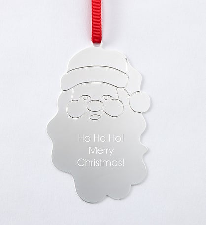 Engraved Silver Santa Ornament