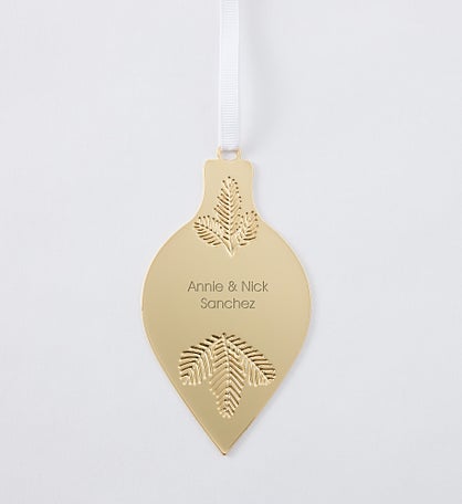 Engraved Golden Evergreen Drop Ornament