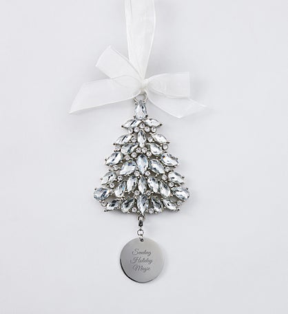 Engraved Jeweled Tree Ornament