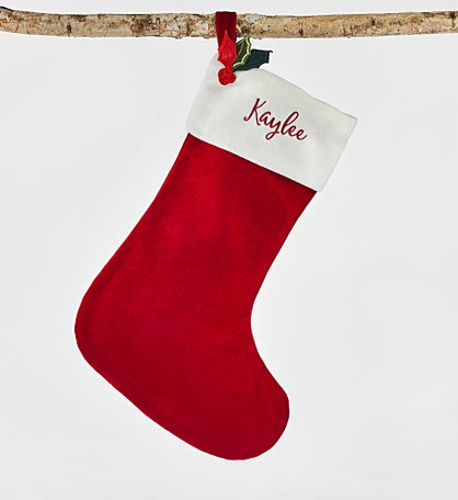 Embroidered Classic Velvet 21" Stocking in Red
