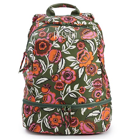Embroidered Vera Bradley Chancery Backpack in Bubbly Flowers Green