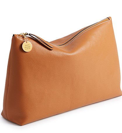 Engraved Vera Bradley Leather Large Pouch in Roasted Pecan