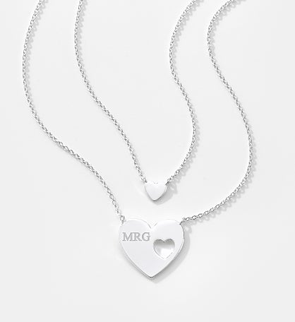 Engraved Big & Little Heart Necklace Set by Jessie James Decker