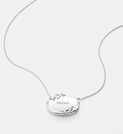 Kittenish Engraved Floral Oval Sliding Locket