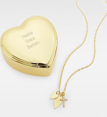 Engraved Heart Box and Multi Charm Necklace Set by Jessie James Decker