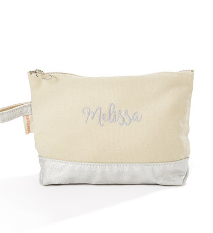 Embroidered Silver Metallic Cosmetic Bag by Jessie James Decker