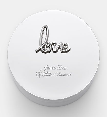 Kittenish Engraved Silver "Love" Round Keepsake Box