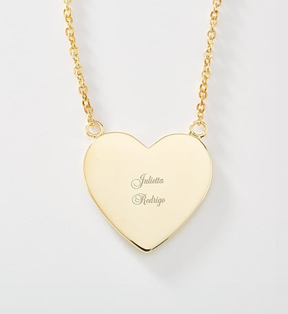 Kittenish Engraved 14K Gold Over Sterling Silver Heart Necklace