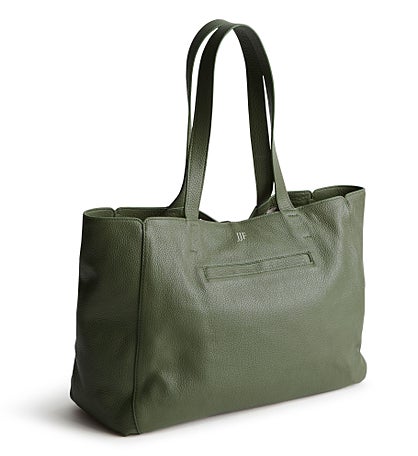 Debossed Vera Bradley Leather Hathaway Tote in Bronze Green