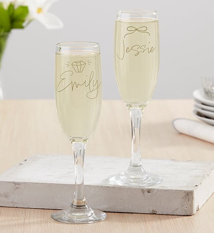 Engraved Champagne Flute Set with Icons by Jessie James Decker