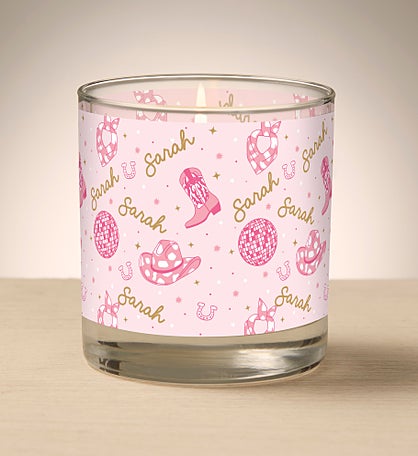 Kittenish Personalized Western Glam Glass Candle with Name