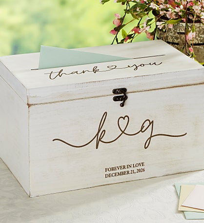 Kittenish Drawn Together By Love Engraved Wooden Wedding Keepsake Card Box