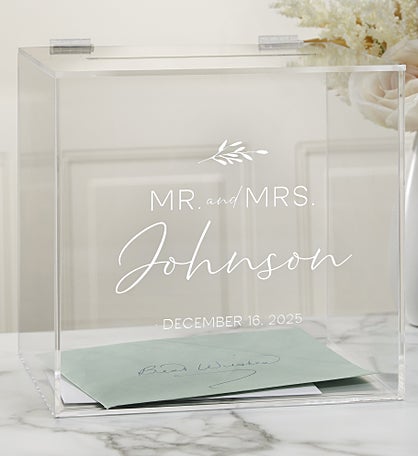Kittenish Natural Love Engraved Wedding Acrylic Card Box
