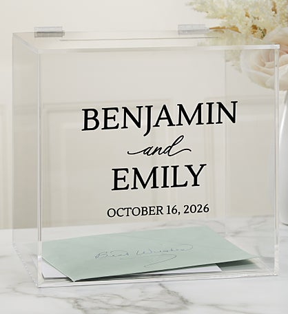 Kittenish Ever After Elegance Personalized Wedding Acrylic Card Box
