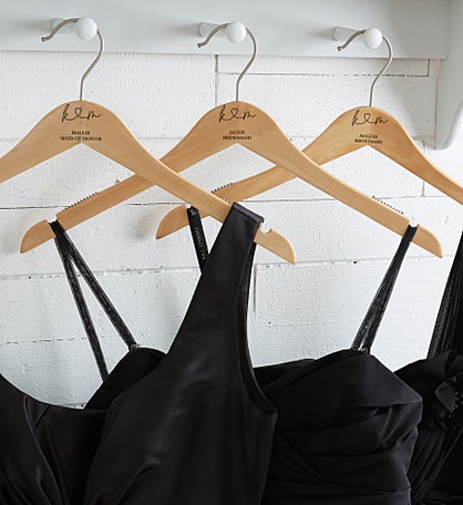 Kittenish Drawn Together By Love Engraved Wood Closet Hanger