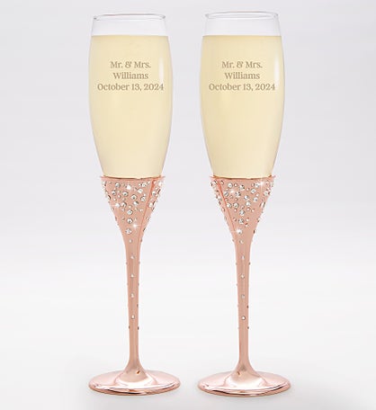 Etched Rose Gold Champagne Flute Set by Jessie James Decker