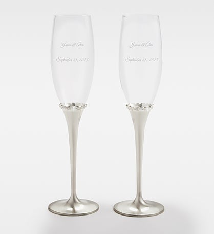 Kittenish Engraved Silver Princess Flute Set