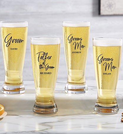 Kittenish Wedding Party Personalized Beer Glass Collection