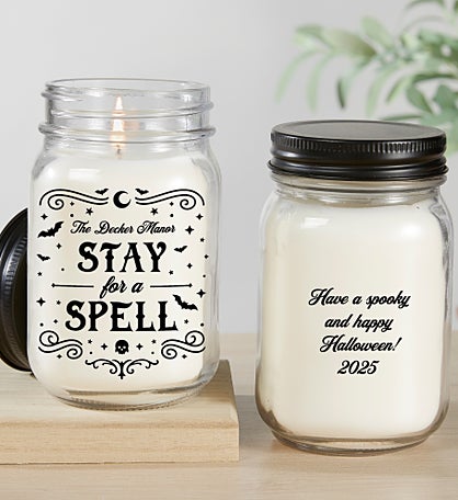 Kittenish Personalized Pinkoween Mason Jar Candle