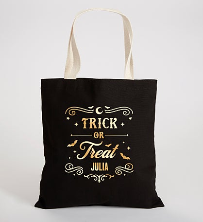 Personalized Trick or Treat Black Canvas Tote Bag by Jessie James Decker