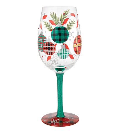 A Plaid Kind of Christmas Wine Glass