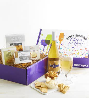 Happy Birthday White Wine and Gourmet Box