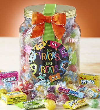 No Tricks Just Treats Halloween Candy Jar