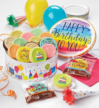 Cheryls Birthday Musical Tin with Frosted Cookies