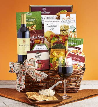 Autumn Feast Gourmet Gift Basket with Cabernet