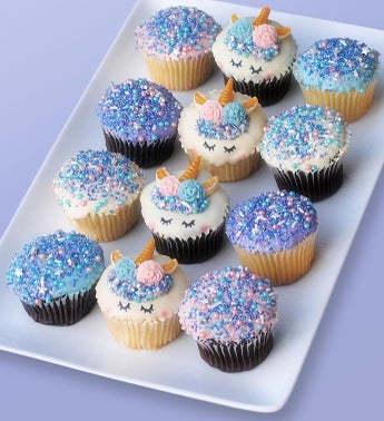 Mythical Unicorn White Chocolate Dipped Cupcakes